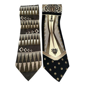 Pierre Balmain Couture Paris 100% Silk Hand Made Art Deco Ties (Lot Of 2)